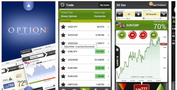 OptionWeb mobile Handelsplattform